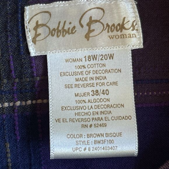 Bobbie Brooks Shirt Womens Plus Size 18W Button Up Plaid Embroidered Floral Boho - Picture 5 of 10